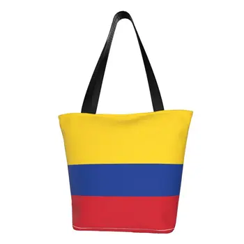 Bonito Bandeira Da Colômbia De Compras, Sacola Reutilizável De Lona Shopper Mercearia Saco De Ombro