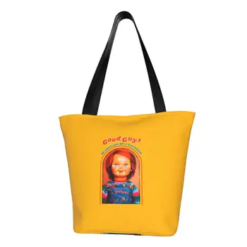 Reciclagem de Chucky Retro Filmes de Compras das Mulheres do Saco de Ombro Sacolas de Lona, Saco Durável Bom Galera brincadeira de Criança Mantimentos Shopper Bags