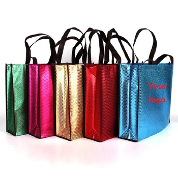 Atacado 500pcs/lote promocional muitas cores Brilhantes sacos não tecidos reutilizáveis boutique embalagem sacola de compras, sacos de