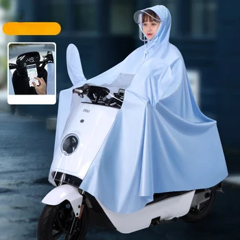 Transparente motocicleta elétrica capa de chuva unisex longo do corpo de prova de chuva único duplo exterior andar poncho de Lugar vigarista