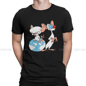 Pinky e o Cérebro TV Na Terra Camiseta Preta para Homens Soltos T-Shirt Gráfico Homens Tops de Manga Curta