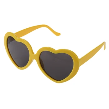 2X de Moda Engraçado Amor de Verão formato de Coração Óculos de sol Amarelo