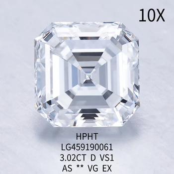 3ct Asscher Laboratório Crescido Quilate de Diamante D VS1 IGI Certificado HPHT