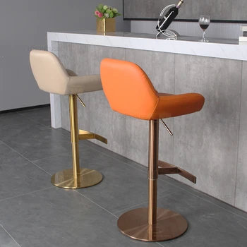 O Nordic Light Bar De Luxo Cadeiras Moderno E Minimalista Elevador De Cadeira Giratória De Metal De Aço Inoxidável De Alta Fezes De Cozinha Em Casa De Alta Cadeira De Bar
