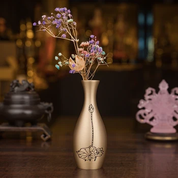Lotus Vaso de cobre artesanal de ouro de decoração de casa de ouro vaso
