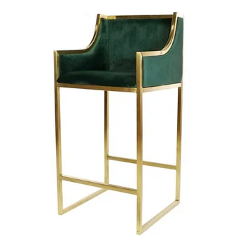 Venda quente High-end verde limão veludo tecido barra de cadeira de design de mobiliário
