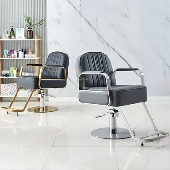 Europeia Barbeiro Do Aço Inoxidável De Cadeiras Moderno Salão De Mobiliário Simples, Cabeleireiro, Cadeira De Corte Do Cabelo Elevador De Cadeira De Cadeiras Giratórias