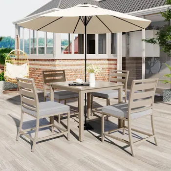 Exterior de quatro pessoas, a mesa de jantar e cadeiras são adequadas para pátios, varandas, gramados