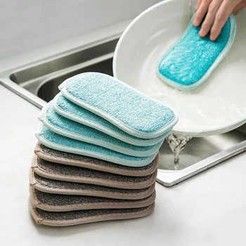 1PCS Reutilizáveis Mágico Esponja Dupla Face Borracha Casa mais limpa para lavar a Louça Esponja de Banho Acessórios de Cozinha de Ferramentas de Limpeza