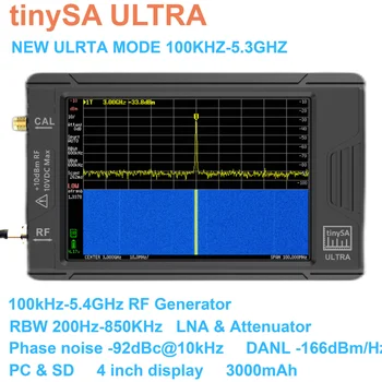 Novo tinySA ULTRA-100k-5.3 GHz Mão pequena Analisador de Espectro com Bateria + 4