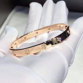 Francês clássico jóias ampla de titânio de aço fadeless pulseira de amor de homens e mulheres pulseira. com caixa
