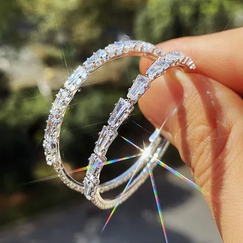 O coreano Cúbico de Cristal do Círculo do Aro Brinco do parafuso prisioneiro da para as Mulheres Parte do Presente da Jóia