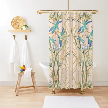 Art Nouveau Libélulas Padrão | Blush Cortina De Chuveiro Do Banheiro Acessório De Cortina De Chuveiro Para Banho