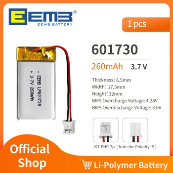 EEMB 601730 3.7 V Bateria 260mAh Recarregável de Polímero de Lítio de Bateria Para Dashcam,Lanterna,o Orador de Bluetooth, GPS,Câmera