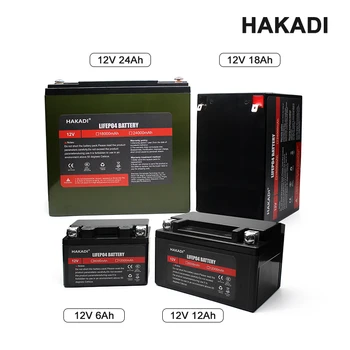 HAKADI 12V 6Ah 12Ah 18Ah 24Ah Lifepo4 Bateria Com BMS Para Fornecimento de Energia de Emergência de Armazenamento de Energia Solar RU Entrega Rápida