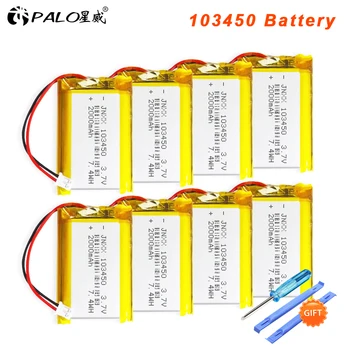 PALO 103450 3.7 V Bateria de Polímero de Lítio Recarregável da Bateria Tjs PH de 2,0 mm Plugue de 2 pinos para a Câmera, Navegador GPS, Bluetooth, Fone de ouvido
