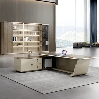 Mesa de escritório moderno e minimalista office luz atmosfera de luxo secretária secretária executiva