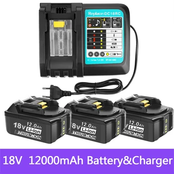 Para Makita 18V 12000mAh Recarregável Ferramentas de Potência da Bateria com LED de Substituição do Li-íon LXT BL1860B BL1860 BL1850+3A Carregador