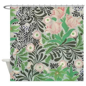 Design de William Morris, Flores e Folhas Decorativas de Tecido de Cortina de Chuveiro