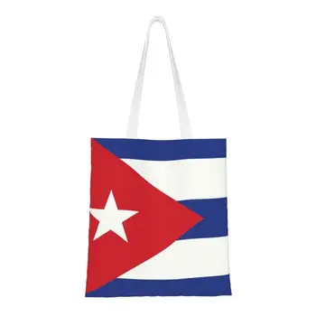 Kawaii Cuba Bandeira De Compras Sacolas De Reciclagem Cubano Patriótica Mantimentos Lona Ombro Shopper Bag