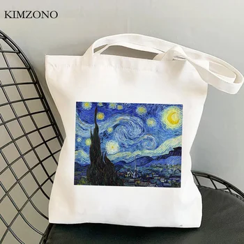 Van Gogh saco de compras bolso algodão eco bolsa de supermercado sacola de lona bolsas reutilizables ecobag bolsas ecologicas sac tissu